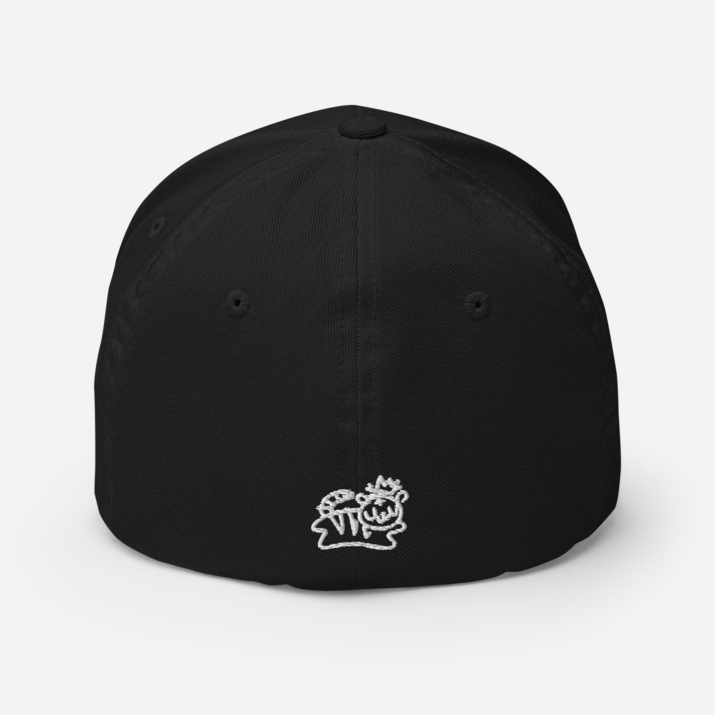 Black D20 flaming comet baseball hat , backside featuring tiger bolt-wear logo